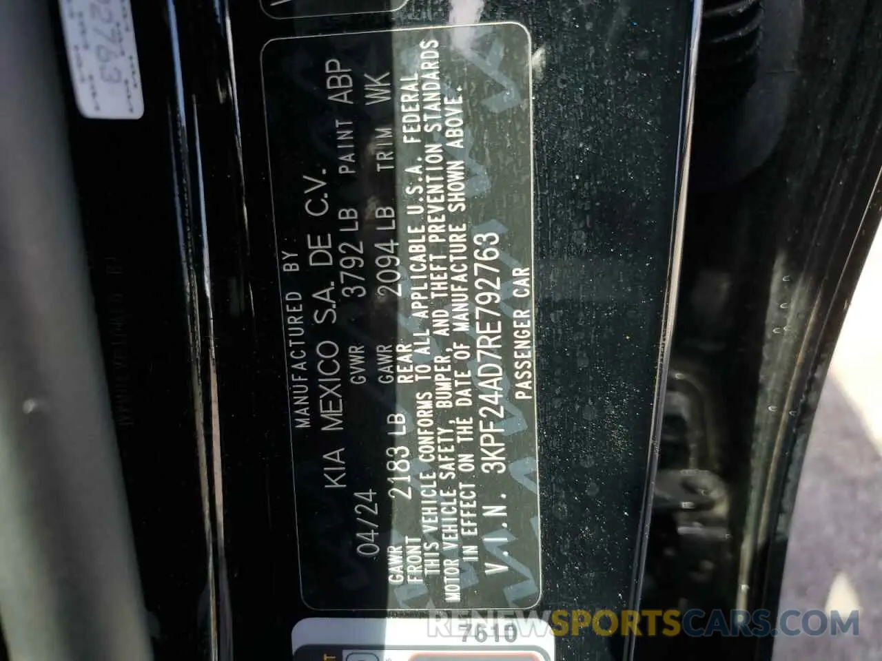 13 fotografías del automóvil dañado 3KPF24AD7RE792763 KIA FORTE 2024