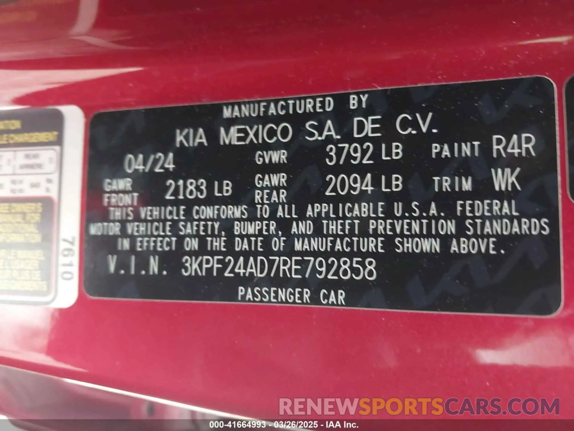 9 fotografías del automóvil dañado 3KPF24AD7RE792858 KIA FORTE 2024
