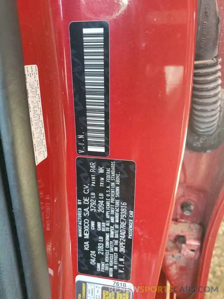 12 fotografías del automóvil dañado 3KPF24AD7RE793816 KIA FORTE 2024