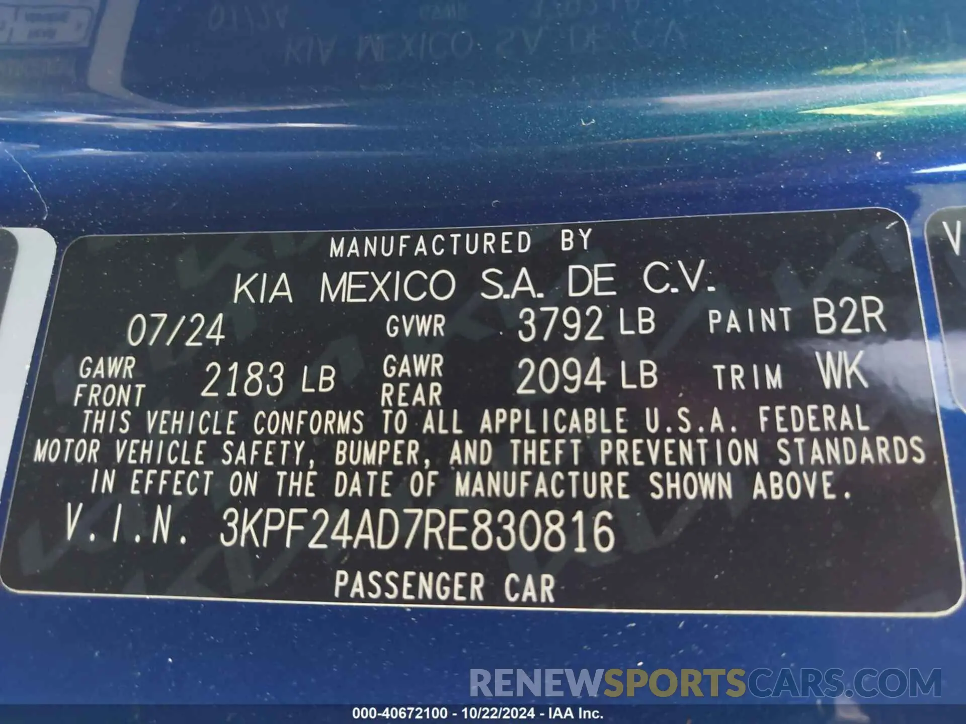 9 fotografías del automóvil dañado 3KPF24AD7RE830816 KIA FORTE 2024