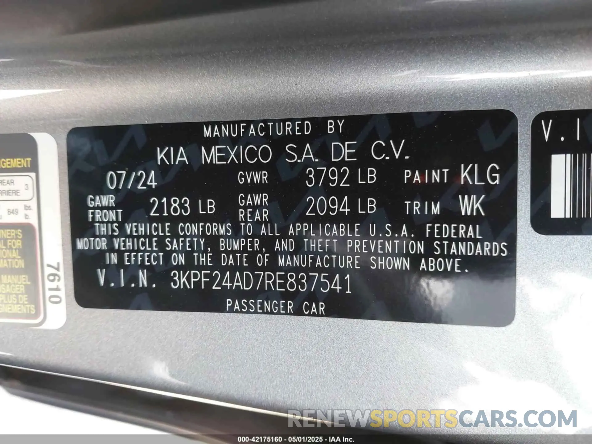 9 fotografías del automóvil dañado 3KPF24AD7RE837541 KIA FORTE 2024