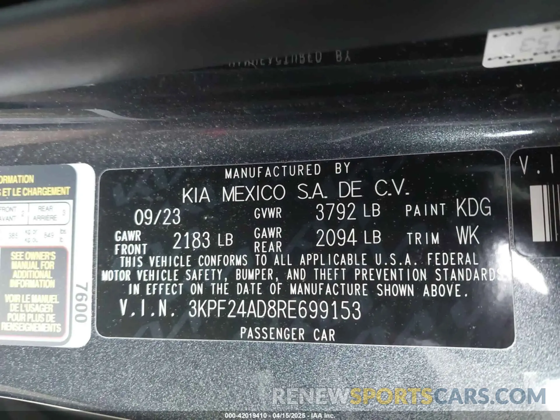 9 fotografías del automóvil dañado 3KPF24AD8RE699153 KIA FORTE 2024
