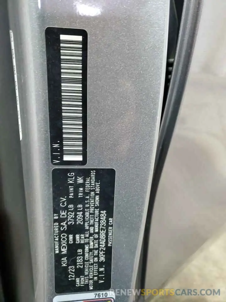 13 fotografías del automóvil dañado 3KPF24AD8RE738484 KIA FORTE 2024