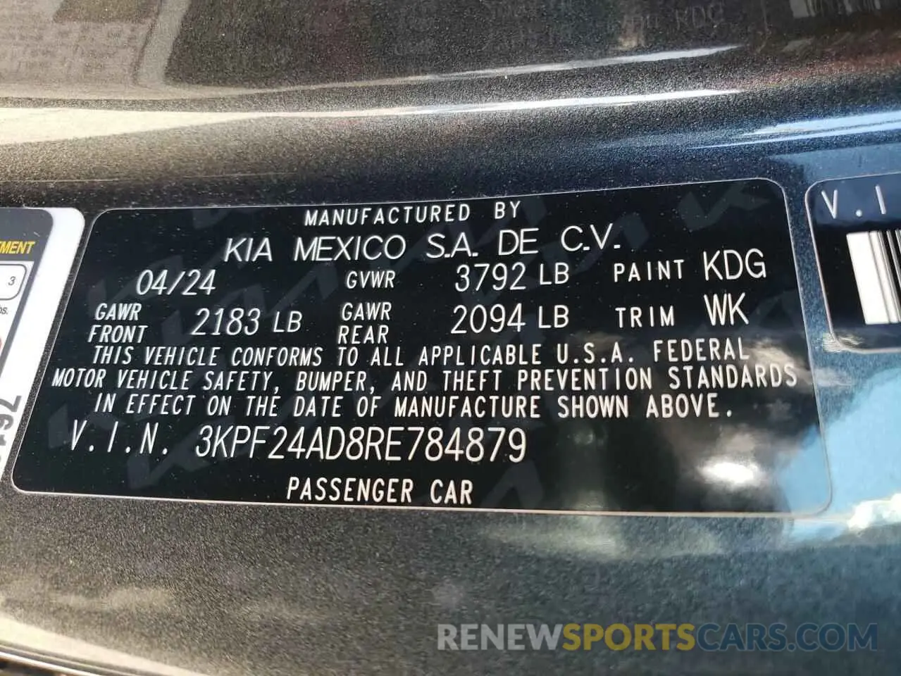 12 fotografías del automóvil dañado 3KPF24AD8RE784879 KIA FORTE 2024