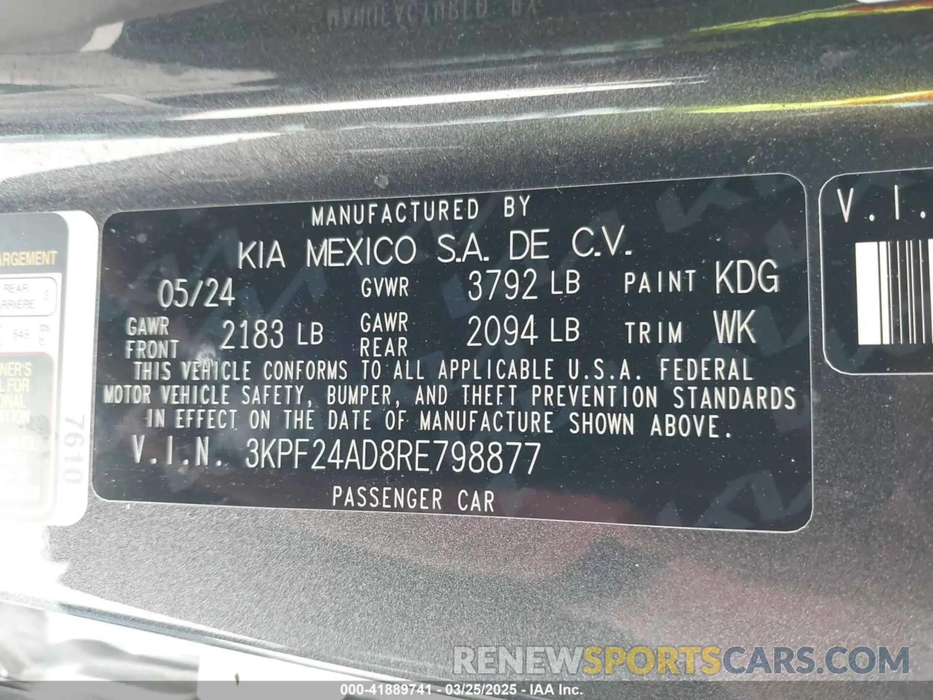 9 fotografías del automóvil dañado 3KPF24AD8RE798877 KIA FORTE 2024