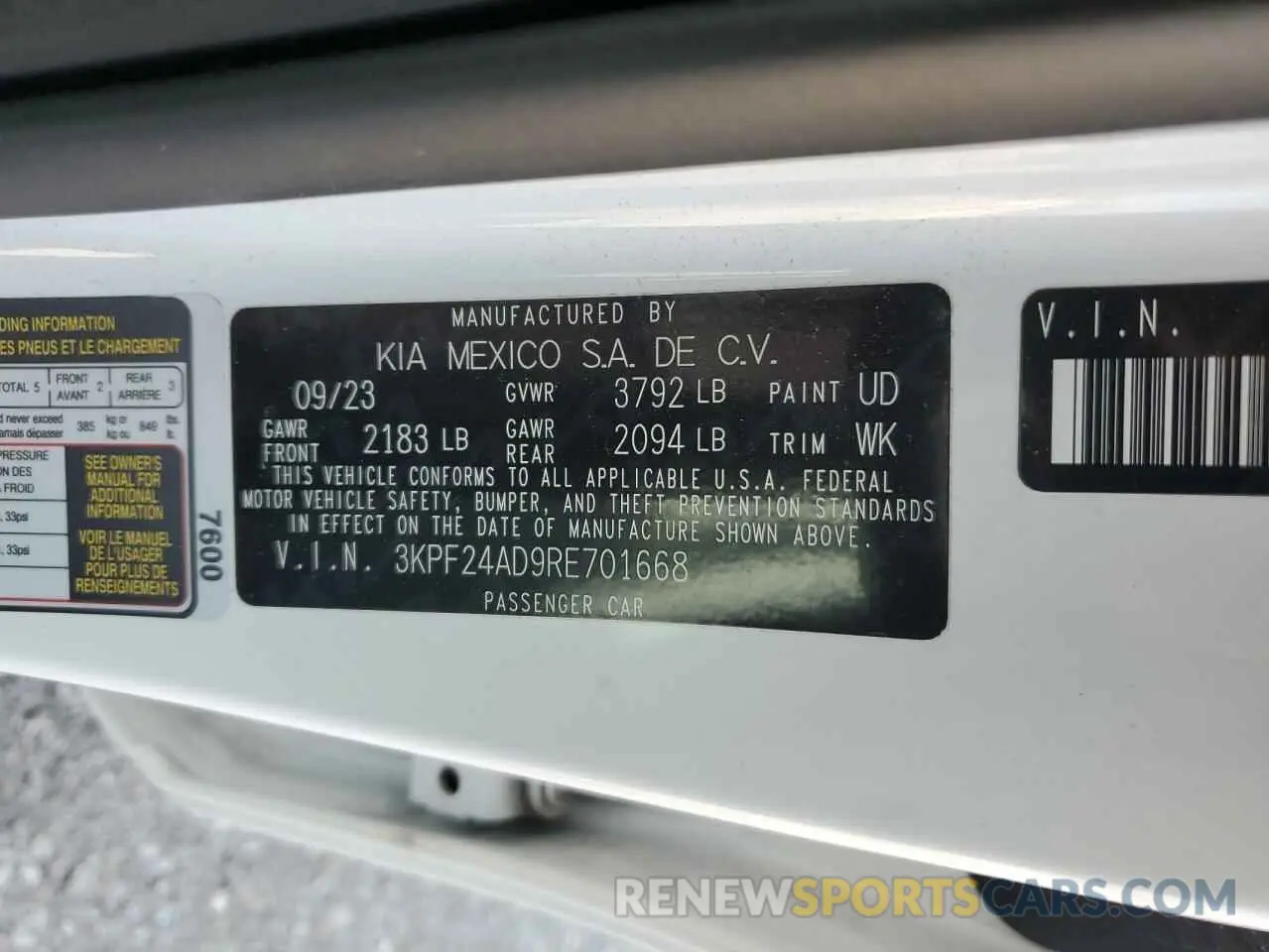 14 fotografías del automóvil dañado 3KPF24AD9RE701668 KIA FORTE 2024