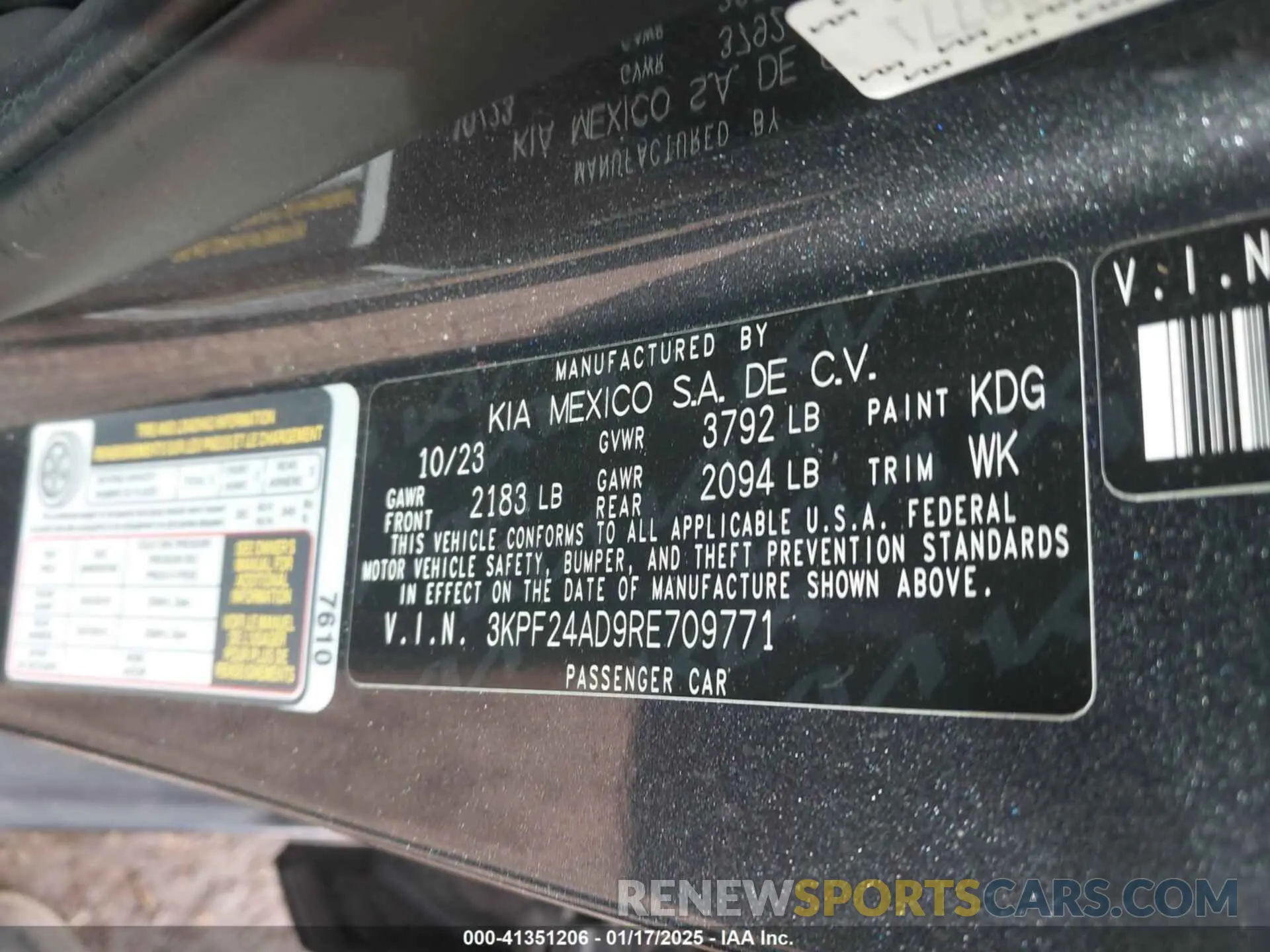 9 fotografías del automóvil dañado 3KPF24AD9RE709771 KIA FORTE 2024