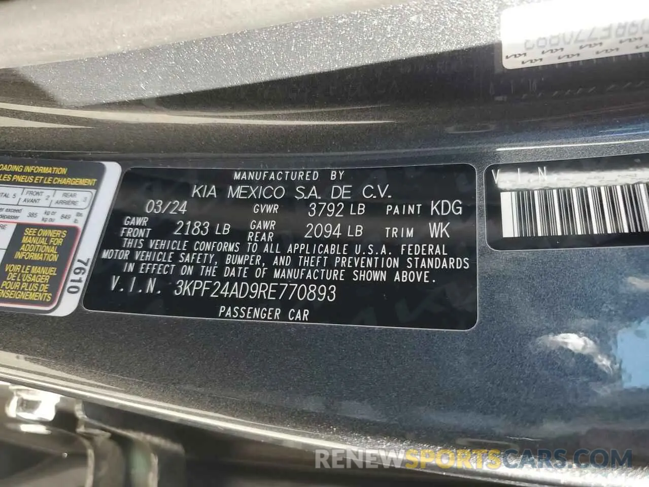 13 fotografías del automóvil dañado 3KPF24AD9RE770893 KIA FORTE 2024