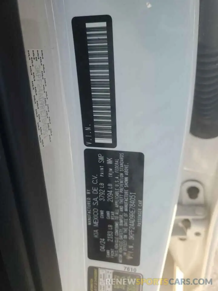 14 fotografías del automóvil dañado 3KPF24AD9RE784051 KIA FORTE 2024