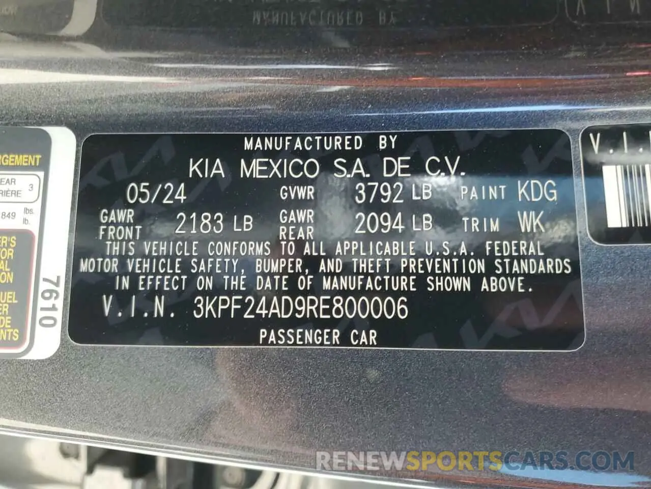 13 fotografías del automóvil dañado 3KPF24AD9RE800006 KIA FORTE 2024
