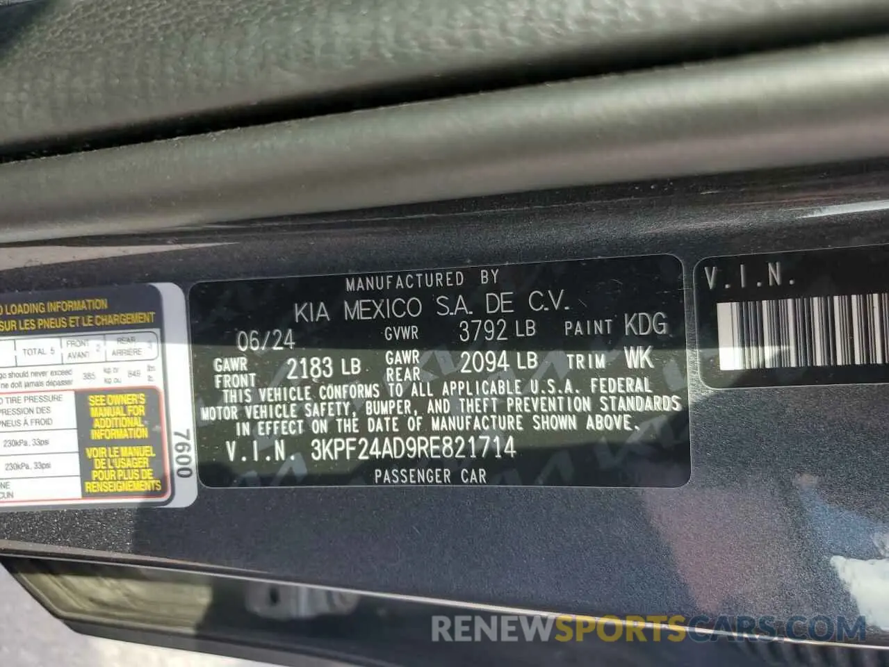 12 fotografías del automóvil dañado 3KPF24AD9RE821714 KIA FORTE 2024