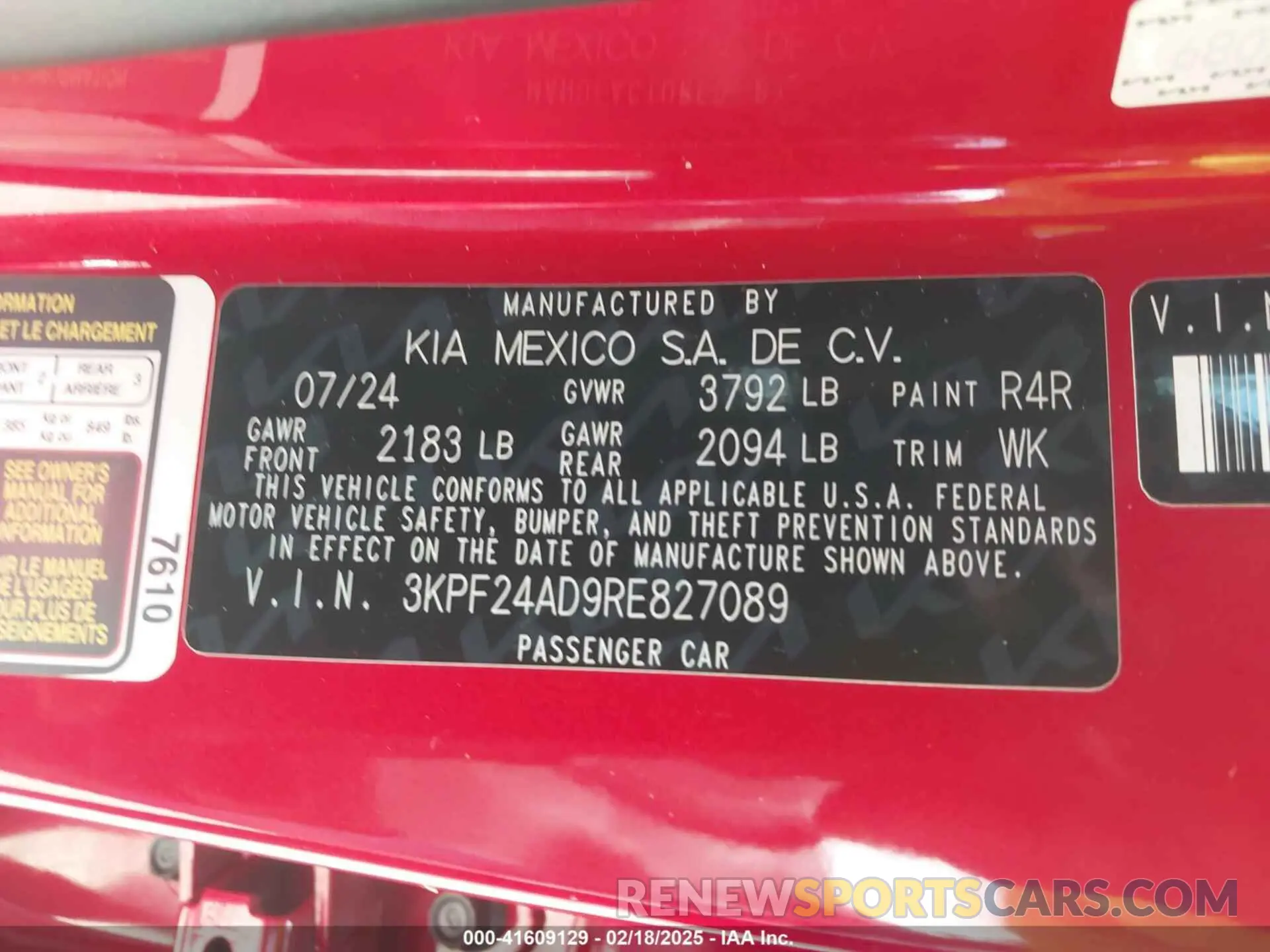 9 fotografías del automóvil dañado 3KPF24AD9RE827089 KIA FORTE 2024