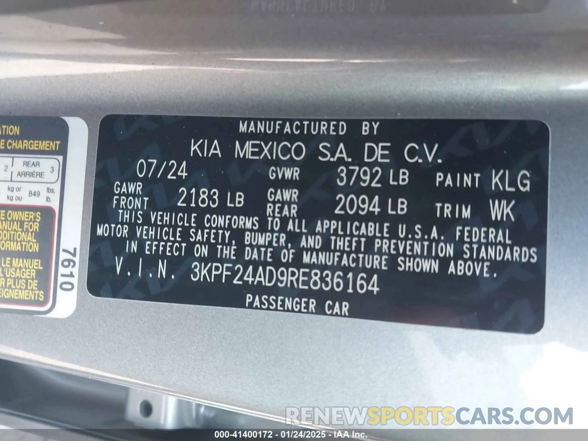 9 fotografías del automóvil dañado 3KPF24AD9RE836164 KIA FORTE 2024