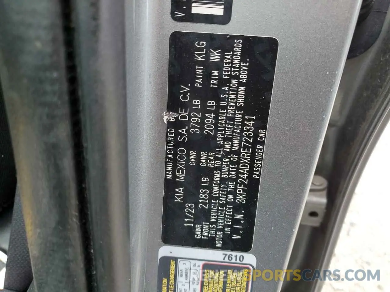 12 fotografías del automóvil dañado 3KPF24ADXRE723341 KIA FORTE 2024