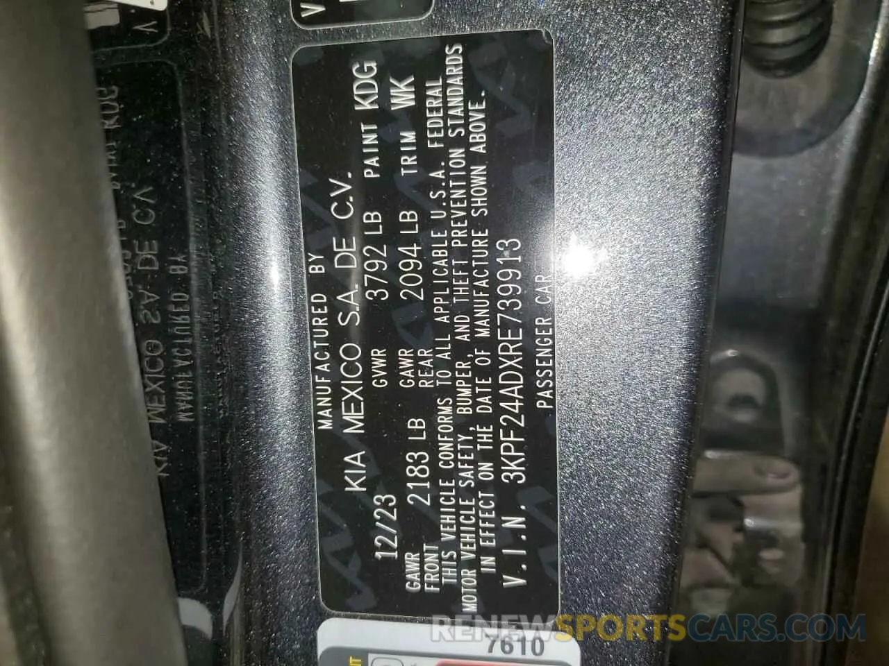13 fotografías del automóvil dañado 3KPF24ADXRE739913 KIA FORTE 2024
