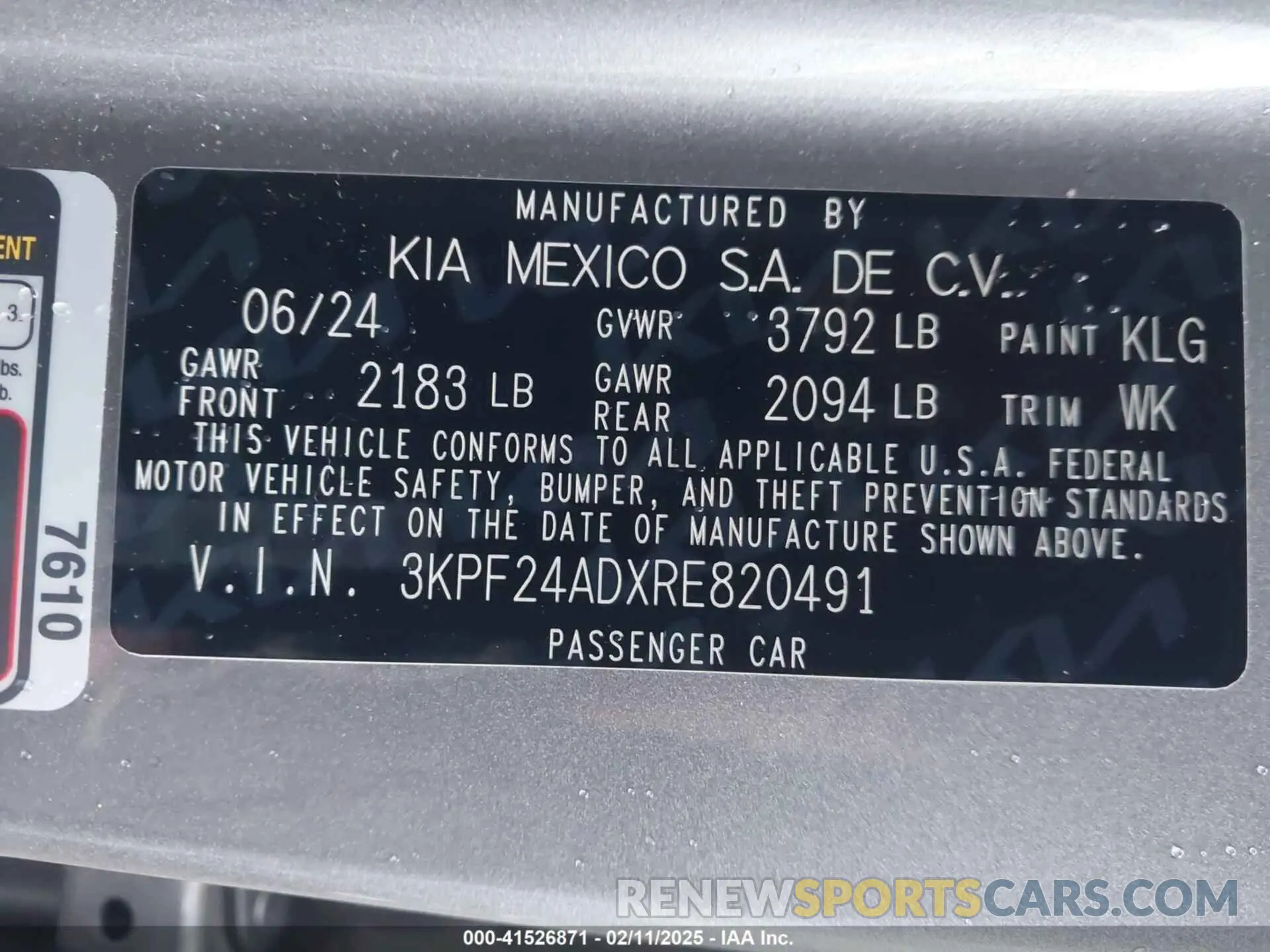 9 fotografías del automóvil dañado 3KPF24ADXRE820491 KIA FORTE 2024