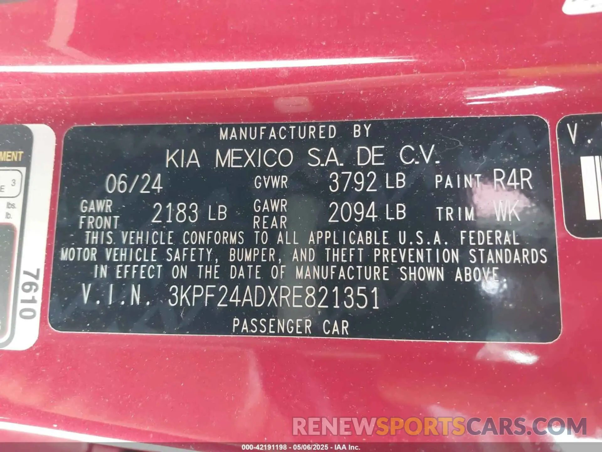 9 fotografías del automóvil dañado 3KPF24ADXRE821351 KIA FORTE 2024