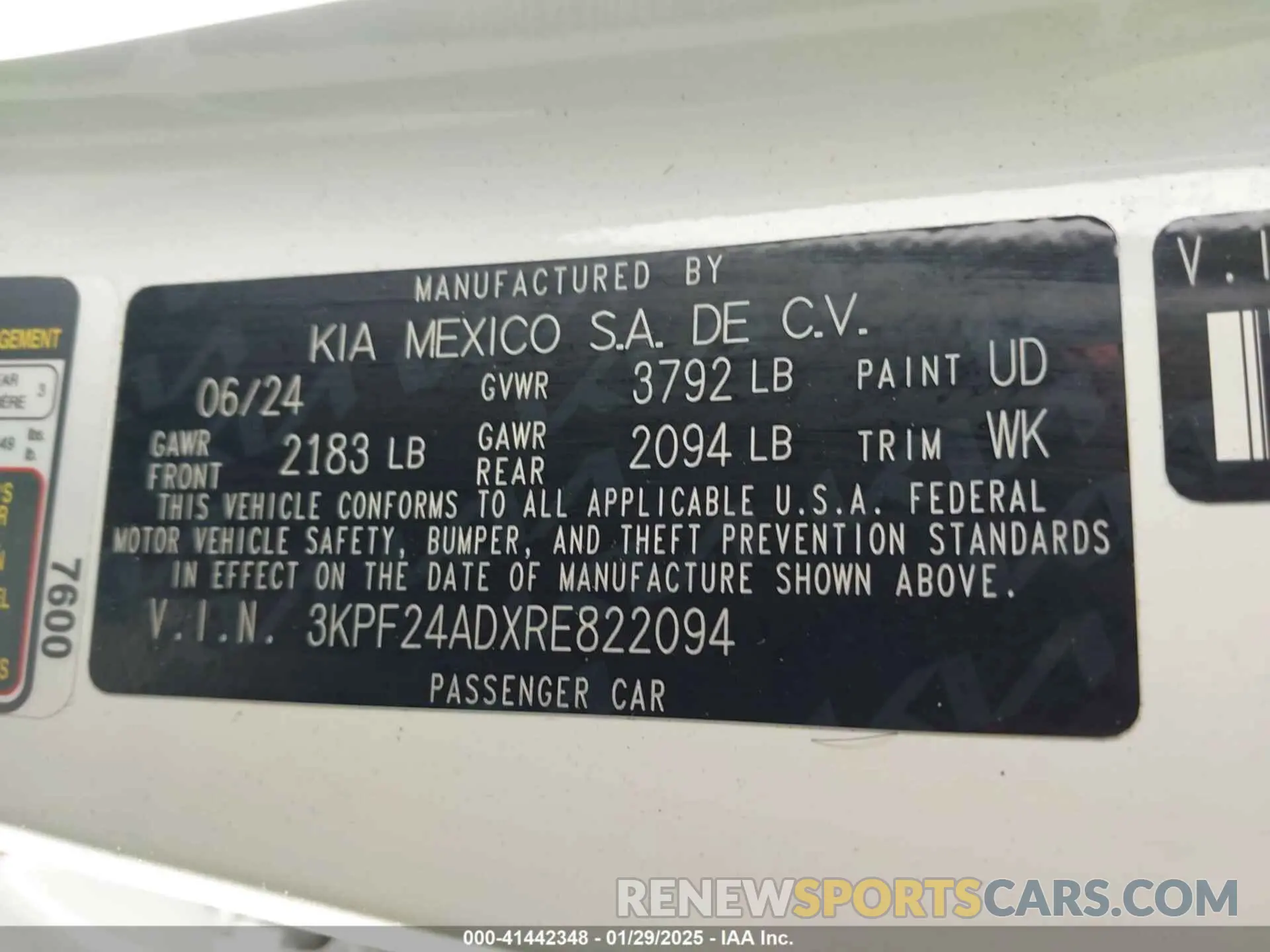 9 fotografías del automóvil dañado 3KPF24ADXRE822094 KIA FORTE 2024