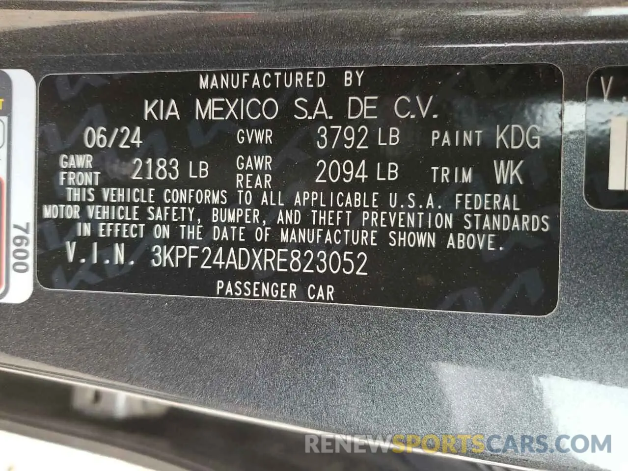 14 fotografías del automóvil dañado 3KPF24ADXRE823052 KIA FORTE 2024
