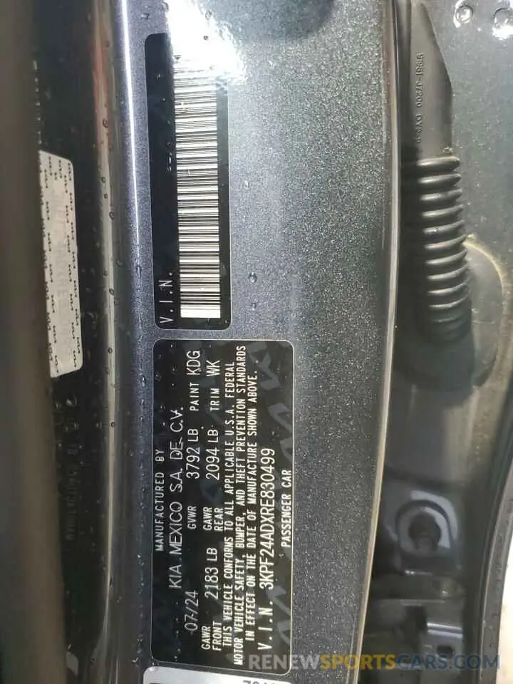 12 fotografías del automóvil dañado 3KPF24ADXRE830499 KIA FORTE 2024