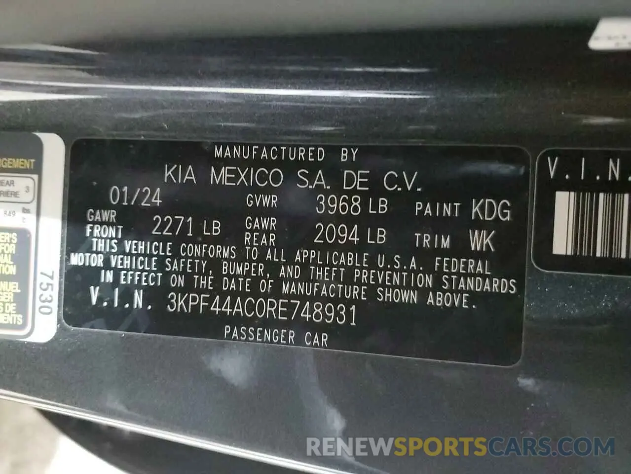 13 fotografías del automóvil dañado 3KPF44AC0RE748931 KIA FORTE 2024