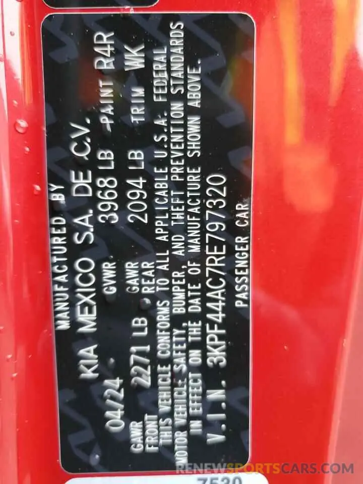 14 fotografías del automóvil dañado 3KPF44AC7RE797320 KIA FORTE 2024