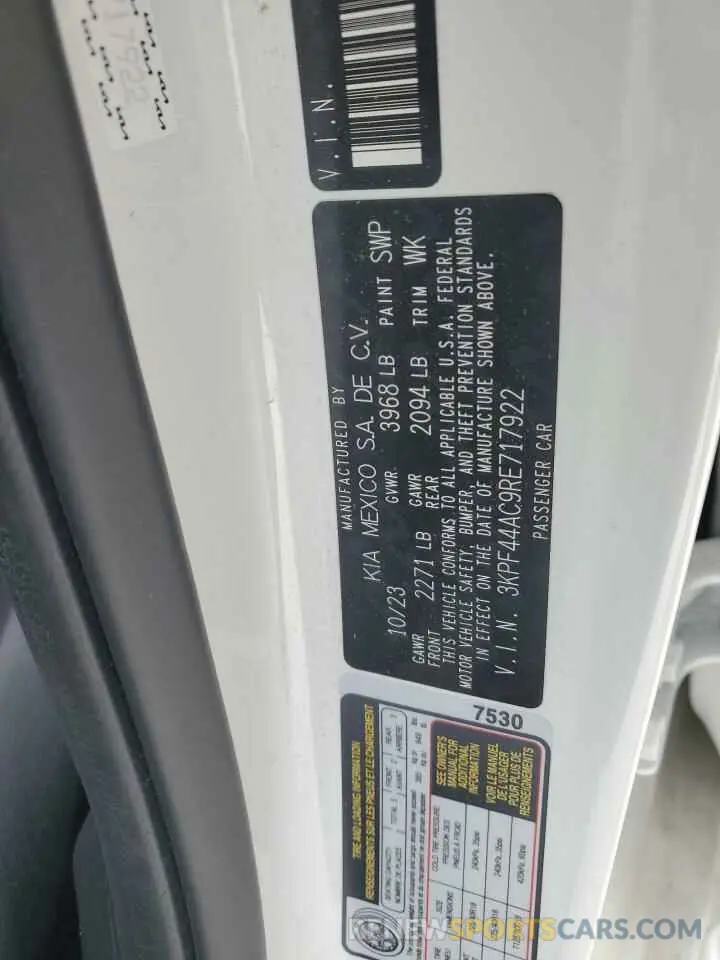 12 fotografías del automóvil dañado 3KPF44AC9RE717922 KIA FORTE 2024