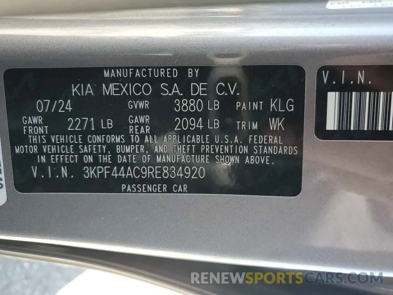14 fotografías del automóvil dañado 3KPF44AC9RE834920 KIA FORTE 2024