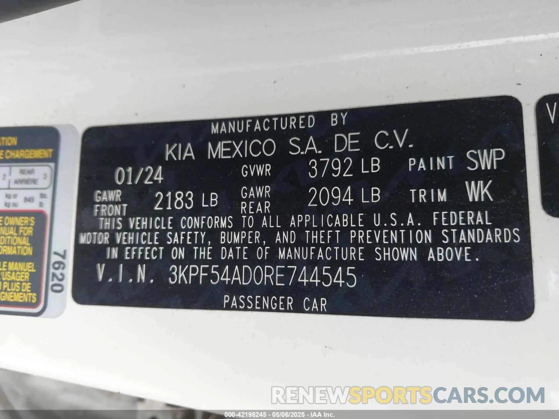 9 fotografías del automóvil dañado 3KPF54AD0RE744545 KIA FORTE 2024