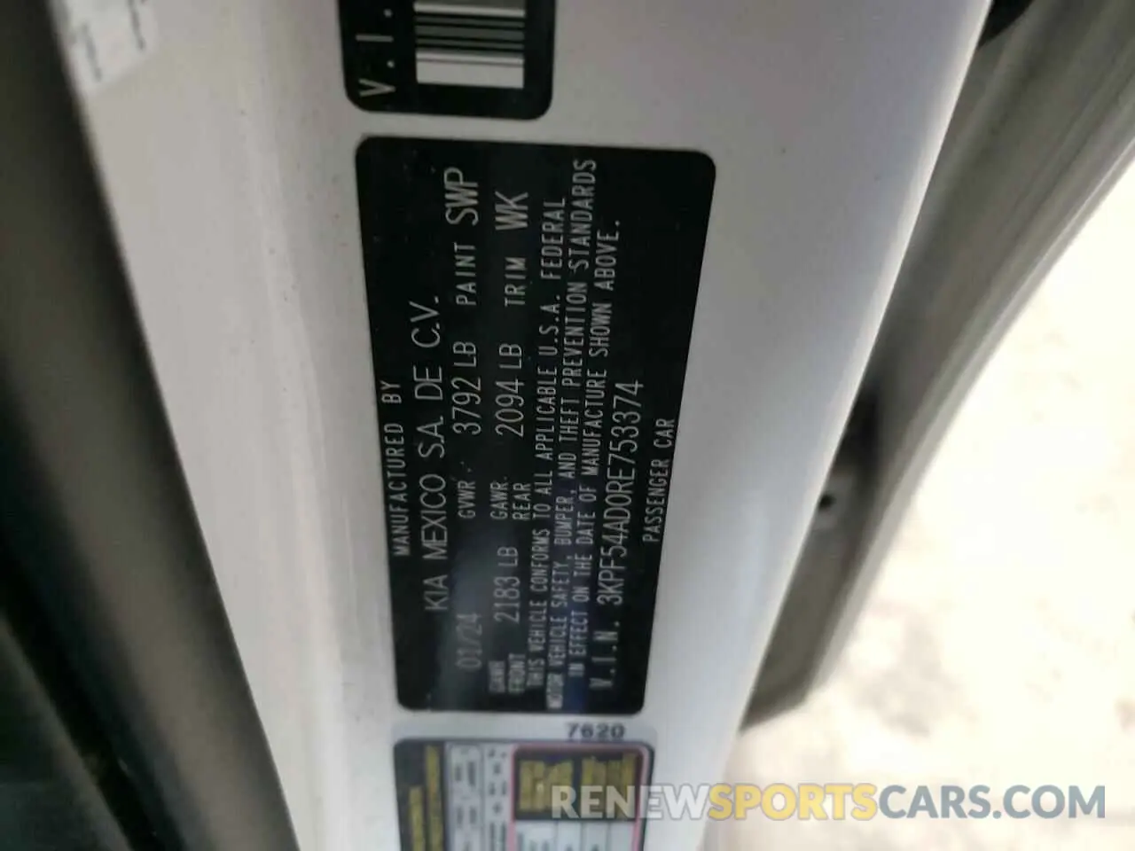 14 fotografías del automóvil dañado 3KPF54AD0RE753374 KIA FORTE 2024