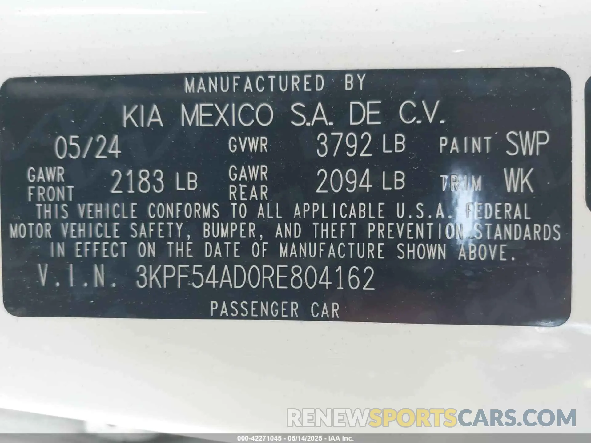 9 fotografías del automóvil dañado 3KPF54AD0RE804162 KIA FORTE 2024