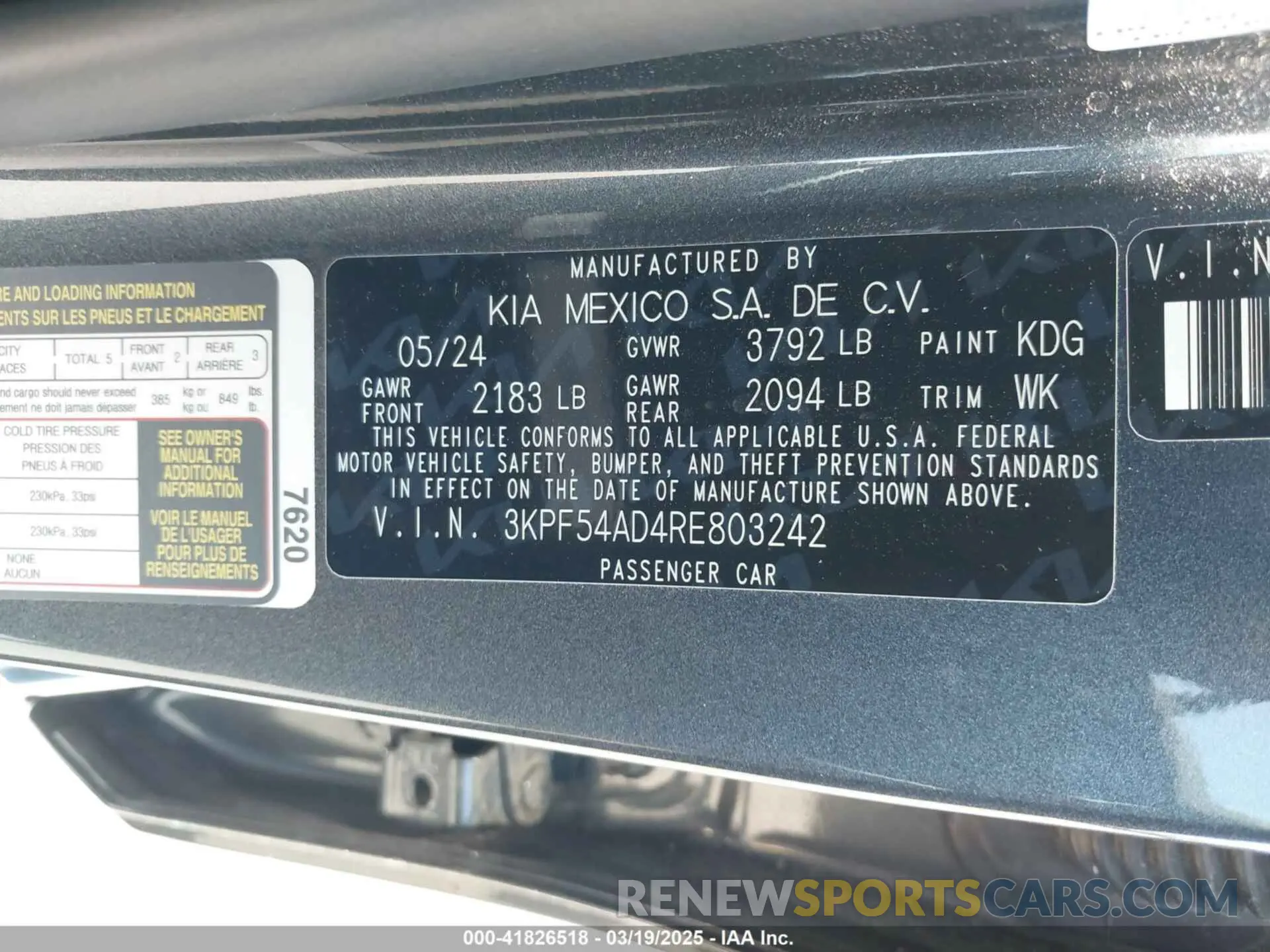 9 fotografías del automóvil dañado 3KPF54AD4RE803242 KIA FORTE 2024