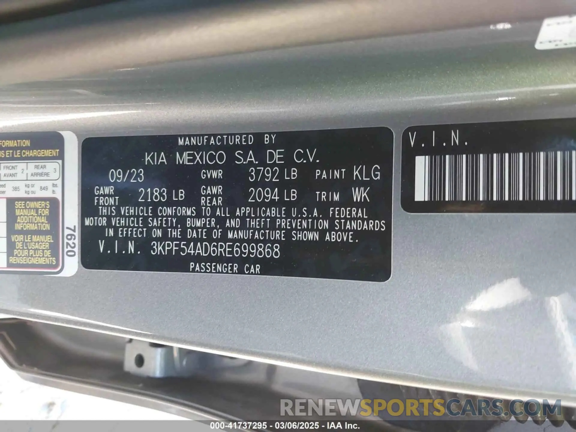 9 fotografías del automóvil dañado 3KPF54AD6RE699868 KIA FORTE 2024