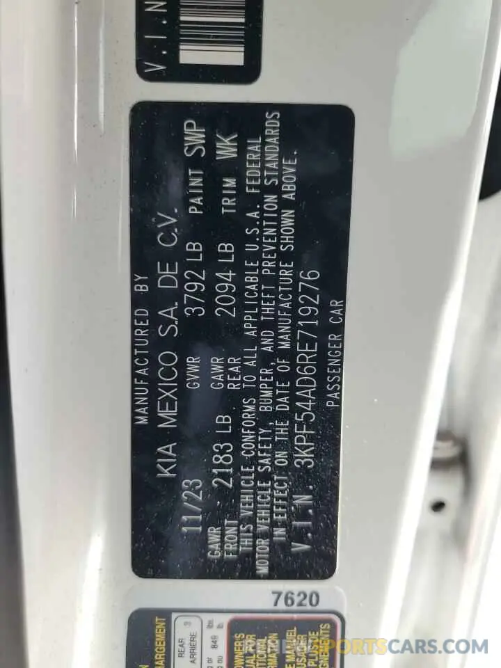 14 fotografías del automóvil dañado 3KPF54AD6RE719276 KIA FORTE 2024
