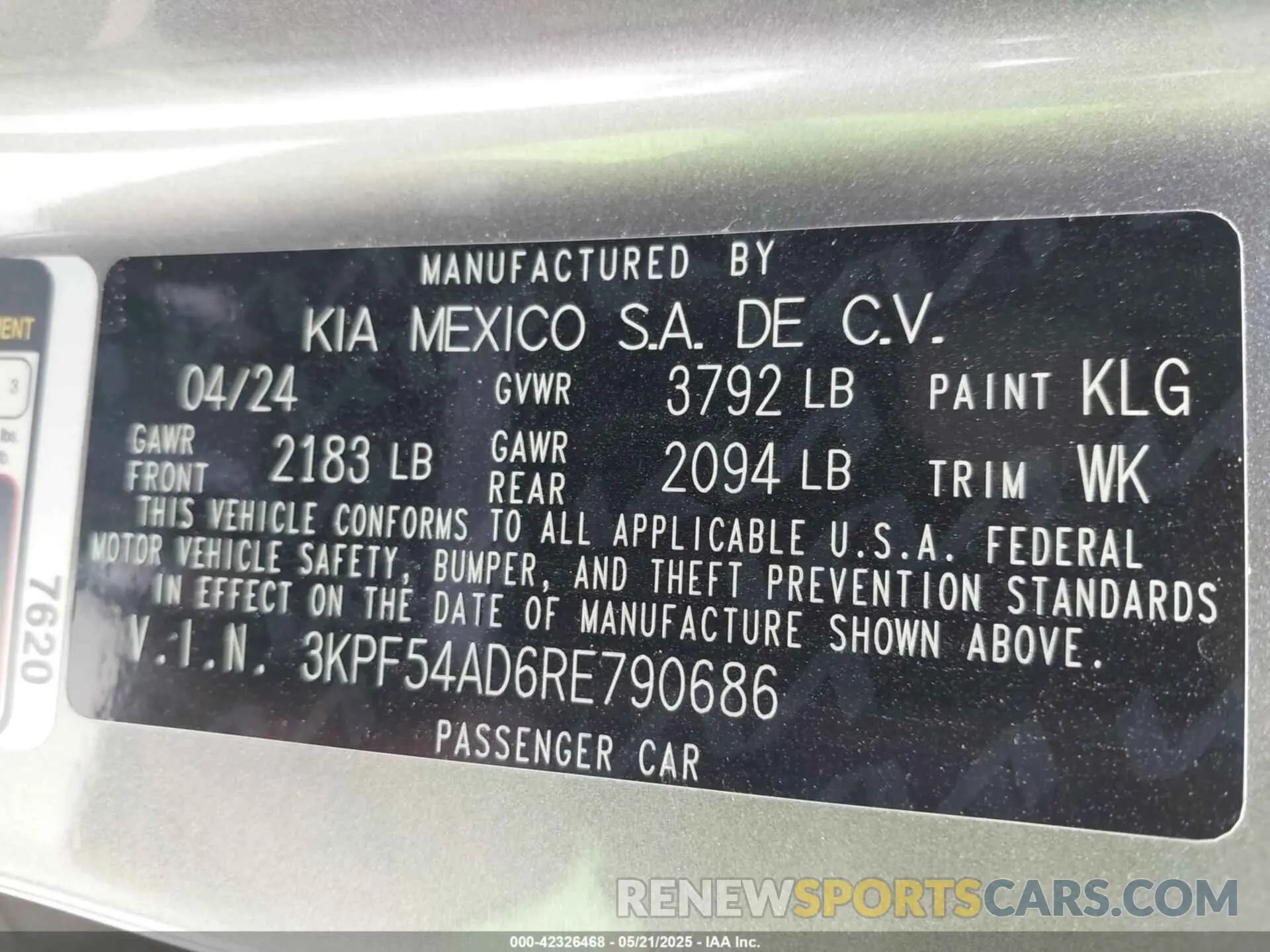 9 fotografías del automóvil dañado 3KPF54AD6RE790686 KIA FORTE 2024