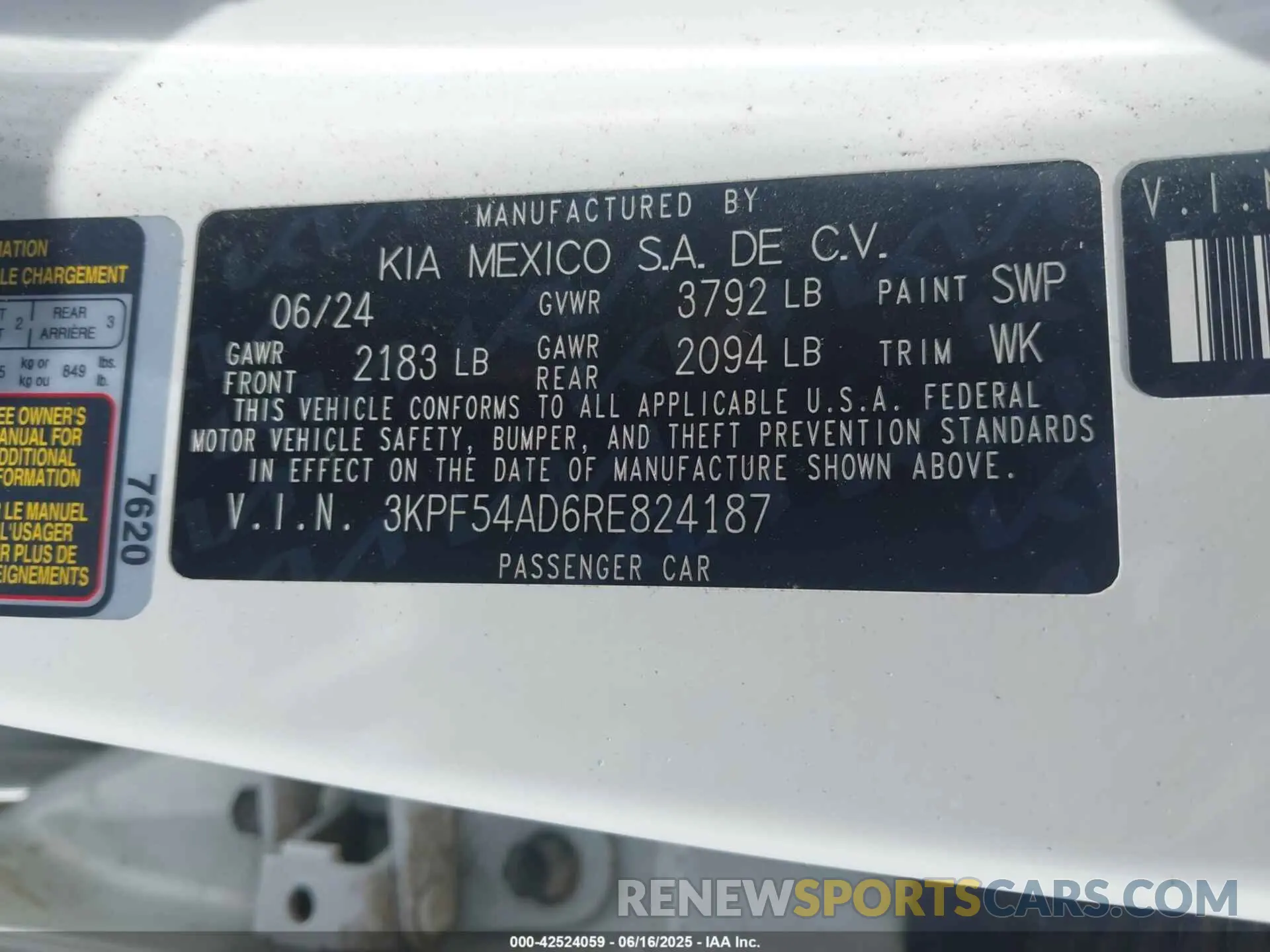 9 fotografías del automóvil dañado 3KPF54AD6RE824187 KIA FORTE 2024