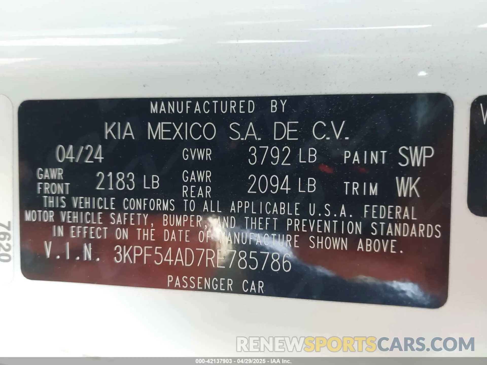 9 fotografías del automóvil dañado 3KPF54AD7RE785786 KIA FORTE 2024