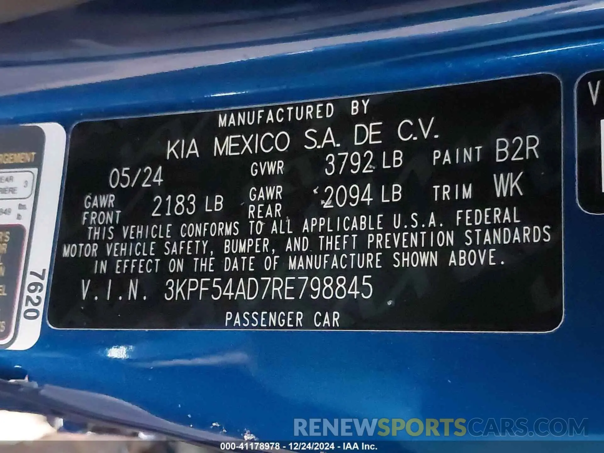 9 fotografías del automóvil dañado 3KPF54AD7RE798845 KIA FORTE 2024