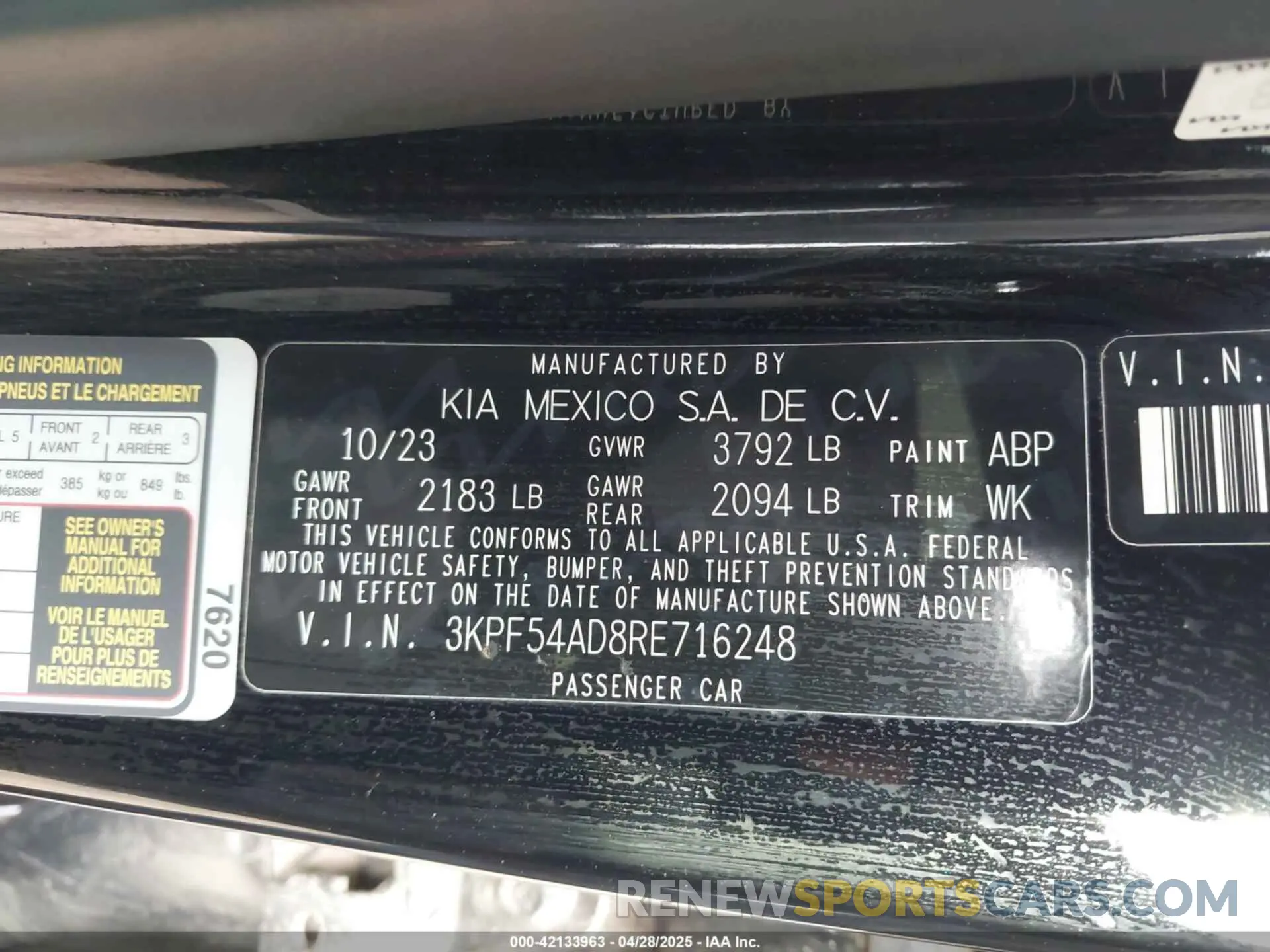 9 fotografías del automóvil dañado 3KPF54AD8RE716248 KIA FORTE 2024