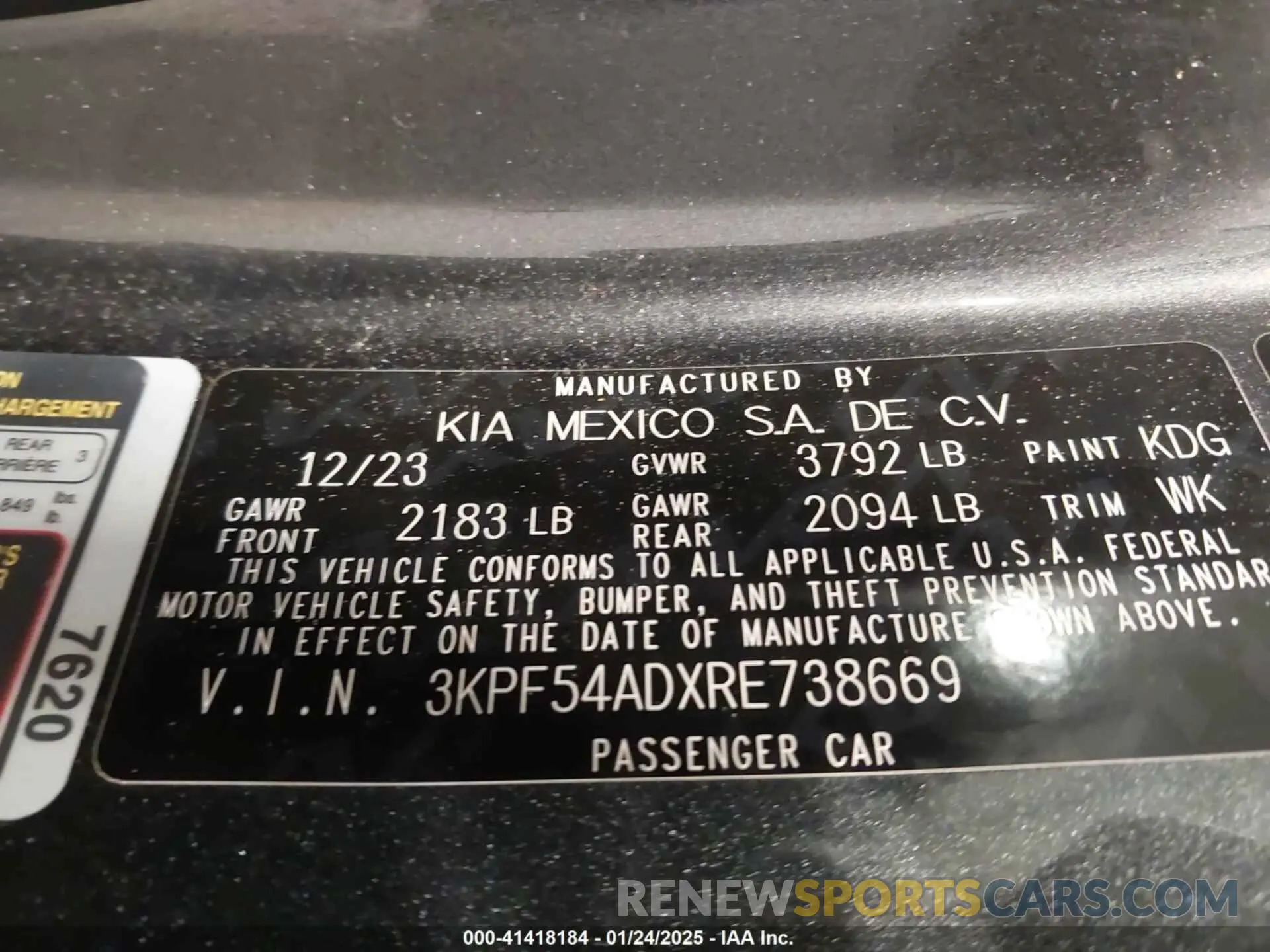 9 fotografías del automóvil dañado 3KPF54ADXRE738669 KIA FORTE 2024