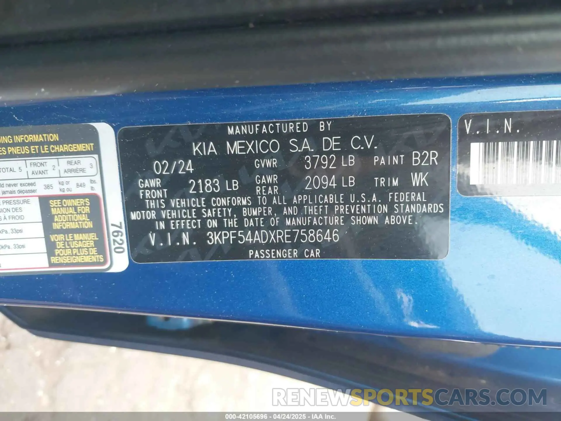 9 fotografías del automóvil dañado 3KPF54ADXRE758646 KIA FORTE 2024