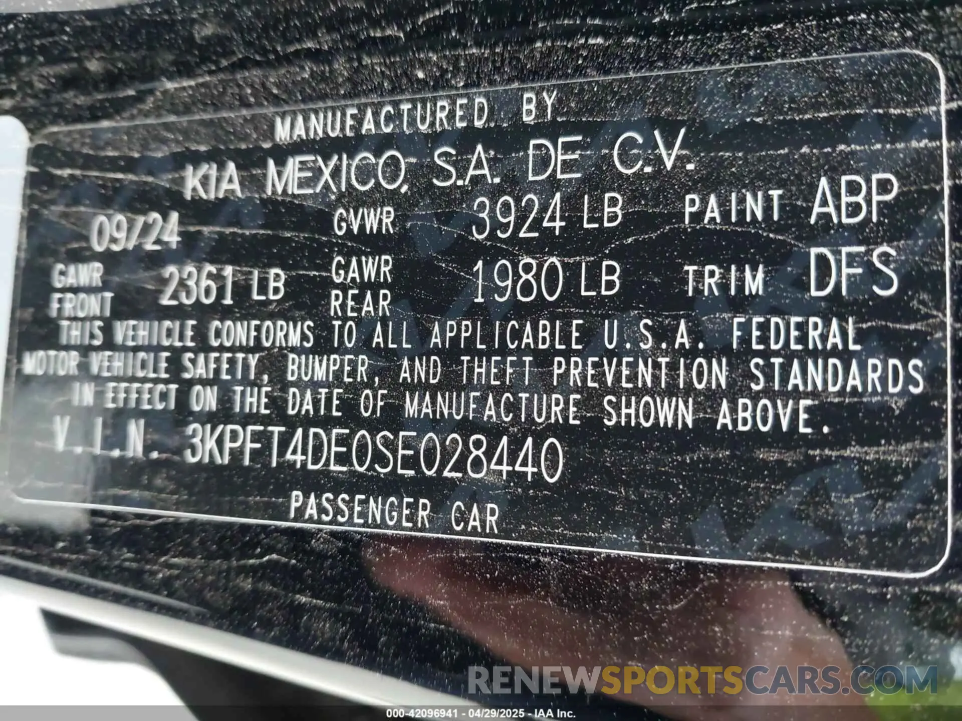 9 fotografías del automóvil dañado 3KPFT4DE0SE028440 KIA K4 2025