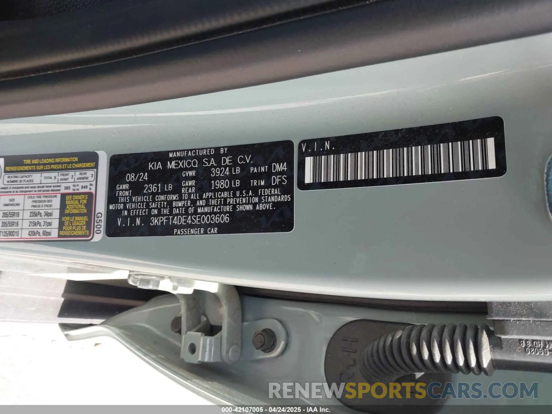 9 fotografías del automóvil dañado 3KPFT4DE4SE003606 KIA K4 2025