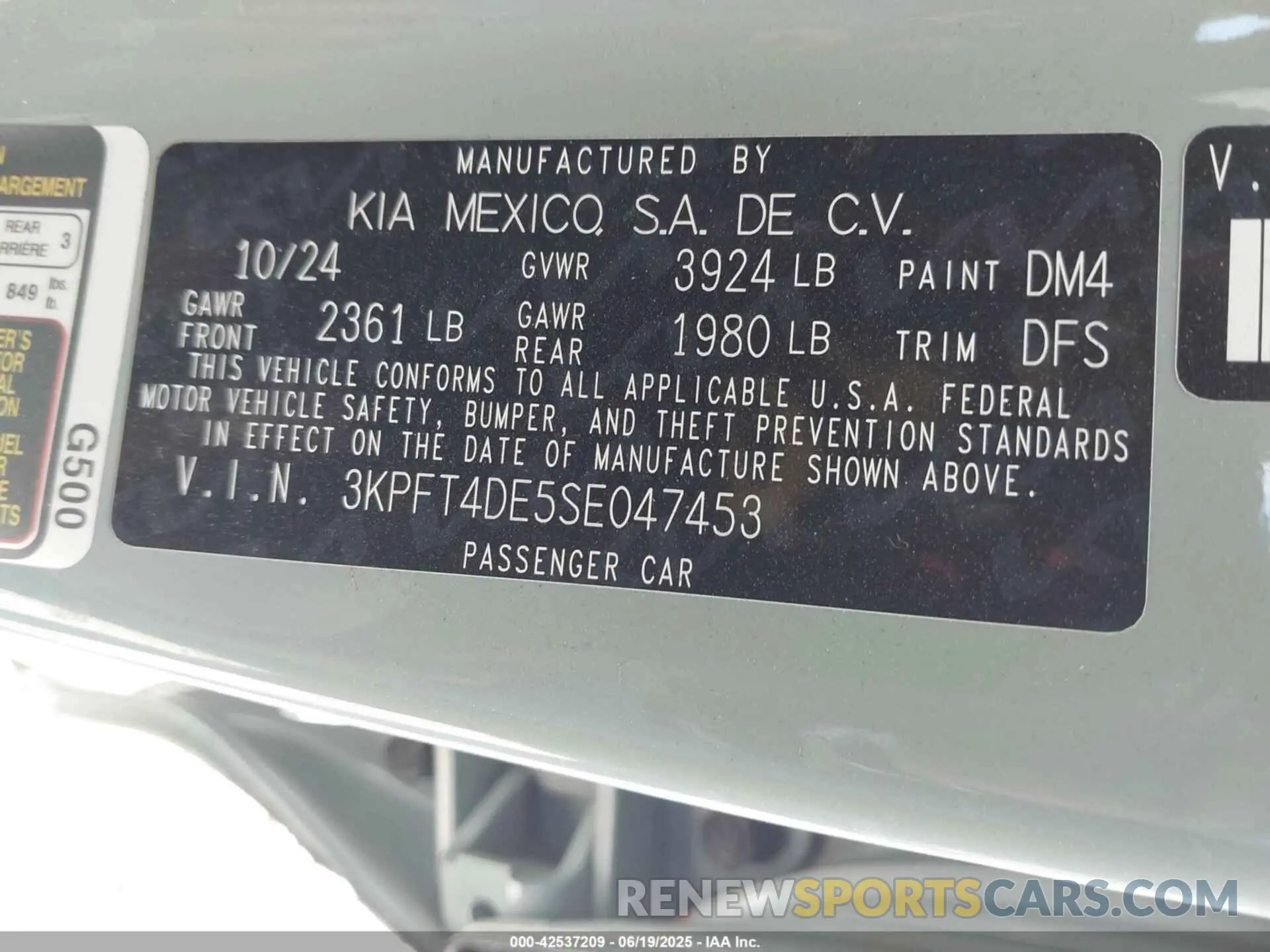 9 fotografías del automóvil dañado 3KPFT4DE5SE047453 KIA K4 2025