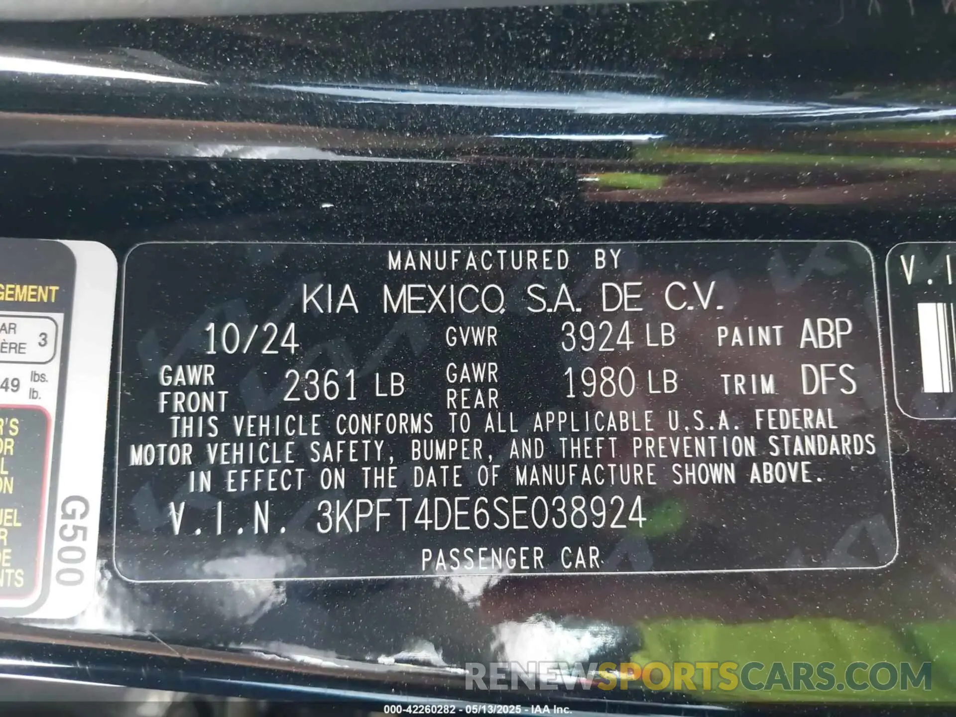 9 fotografías del automóvil dañado 3KPFT4DE6SE038924 KIA K4 2025