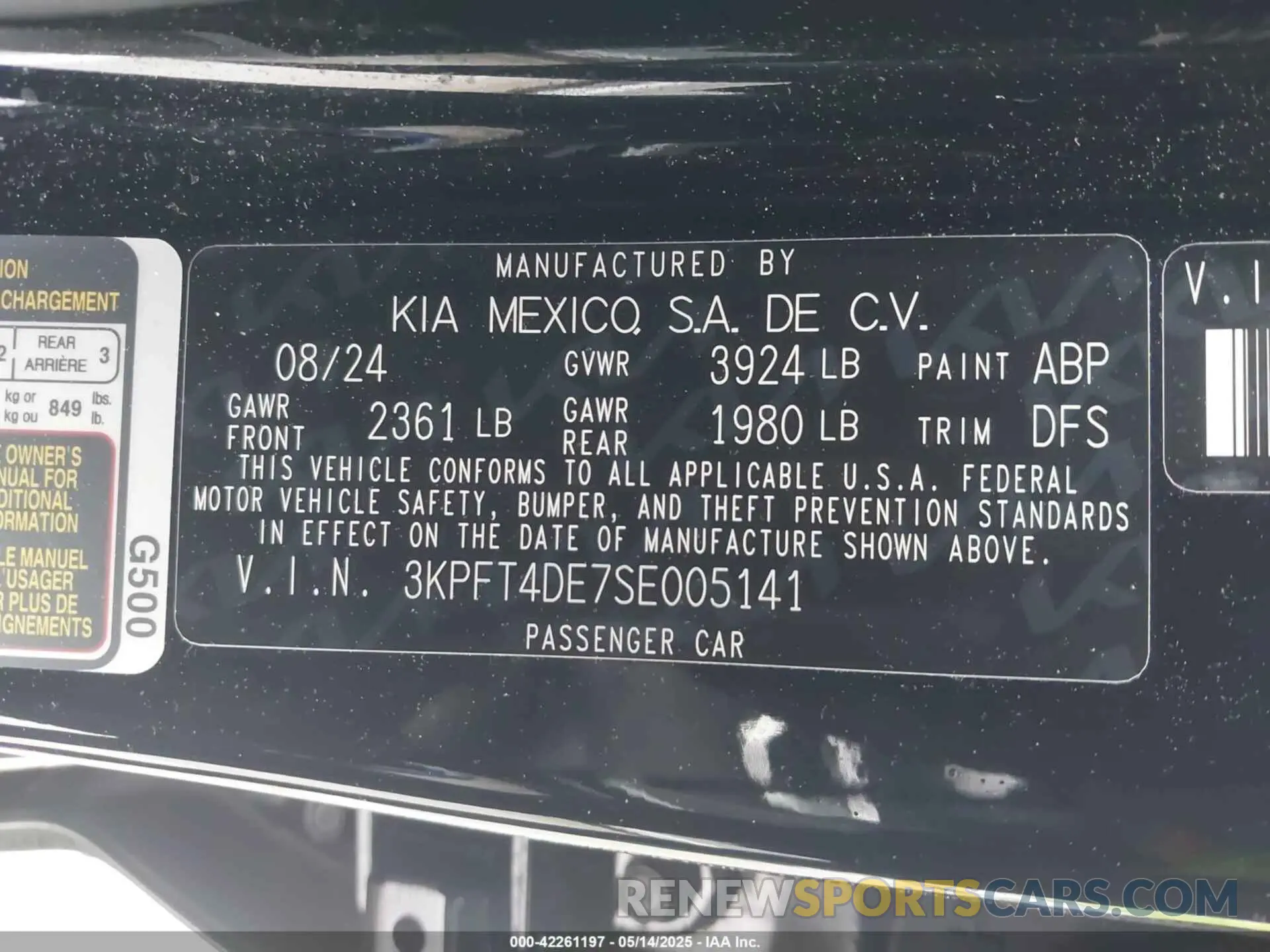 9 fotografías del automóvil dañado 3KPFT4DE7SE005141 KIA K4 2025