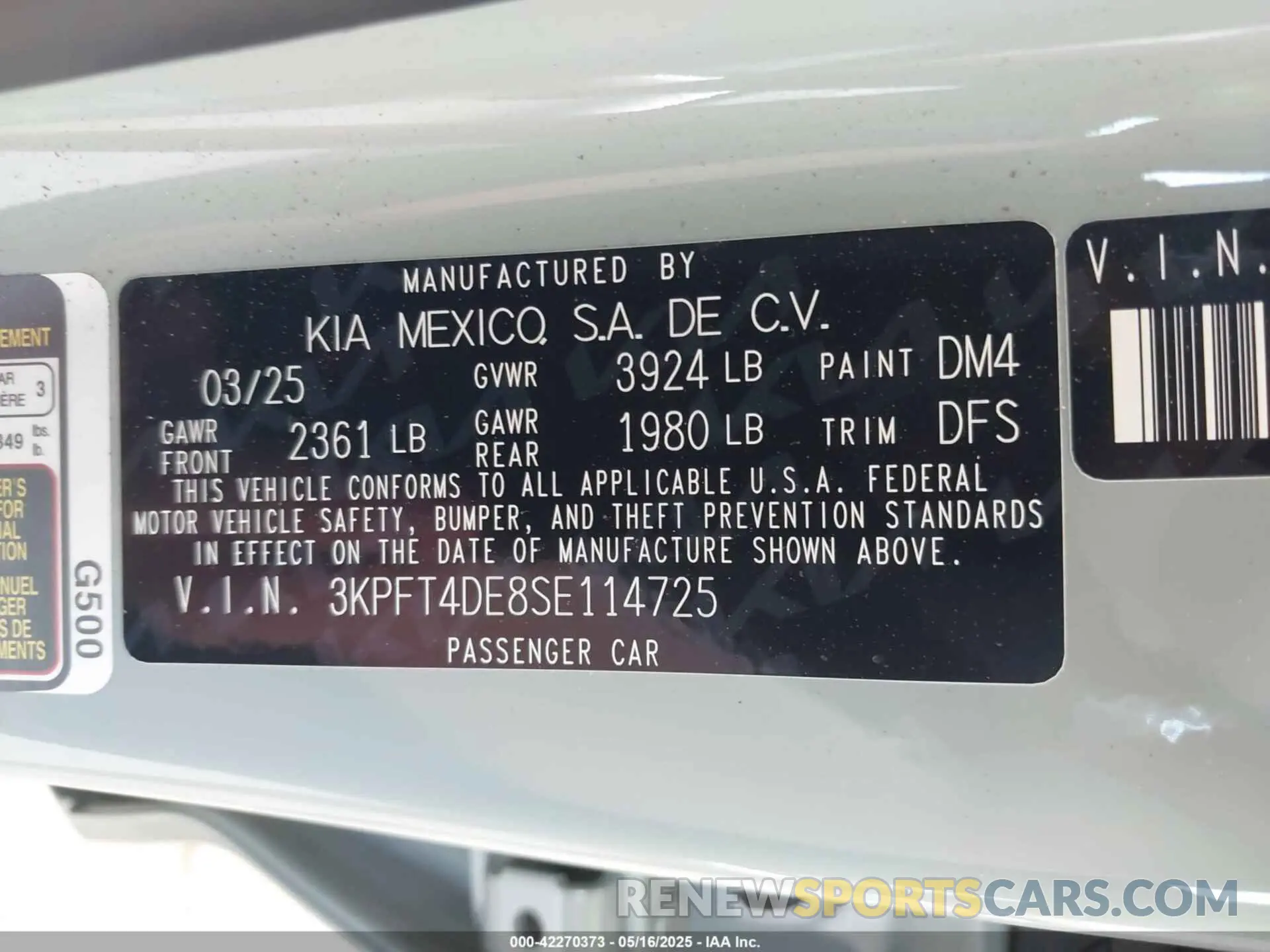 9 fotografías del automóvil dañado 3KPFT4DE8SE114725 KIA K4 2025