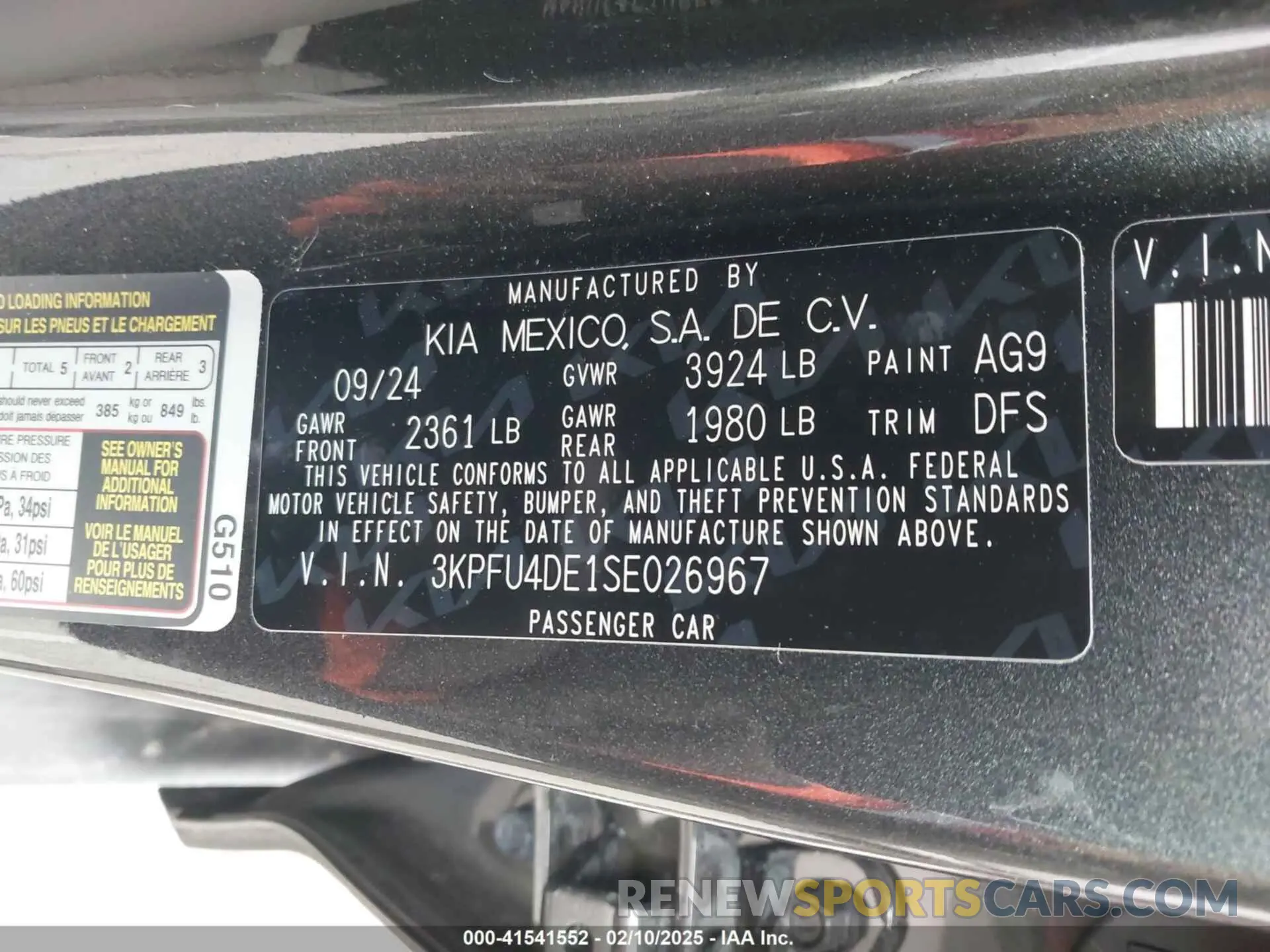 9 fotografías del automóvil dañado 3KPFU4DE1SE026967 KIA K4 2025