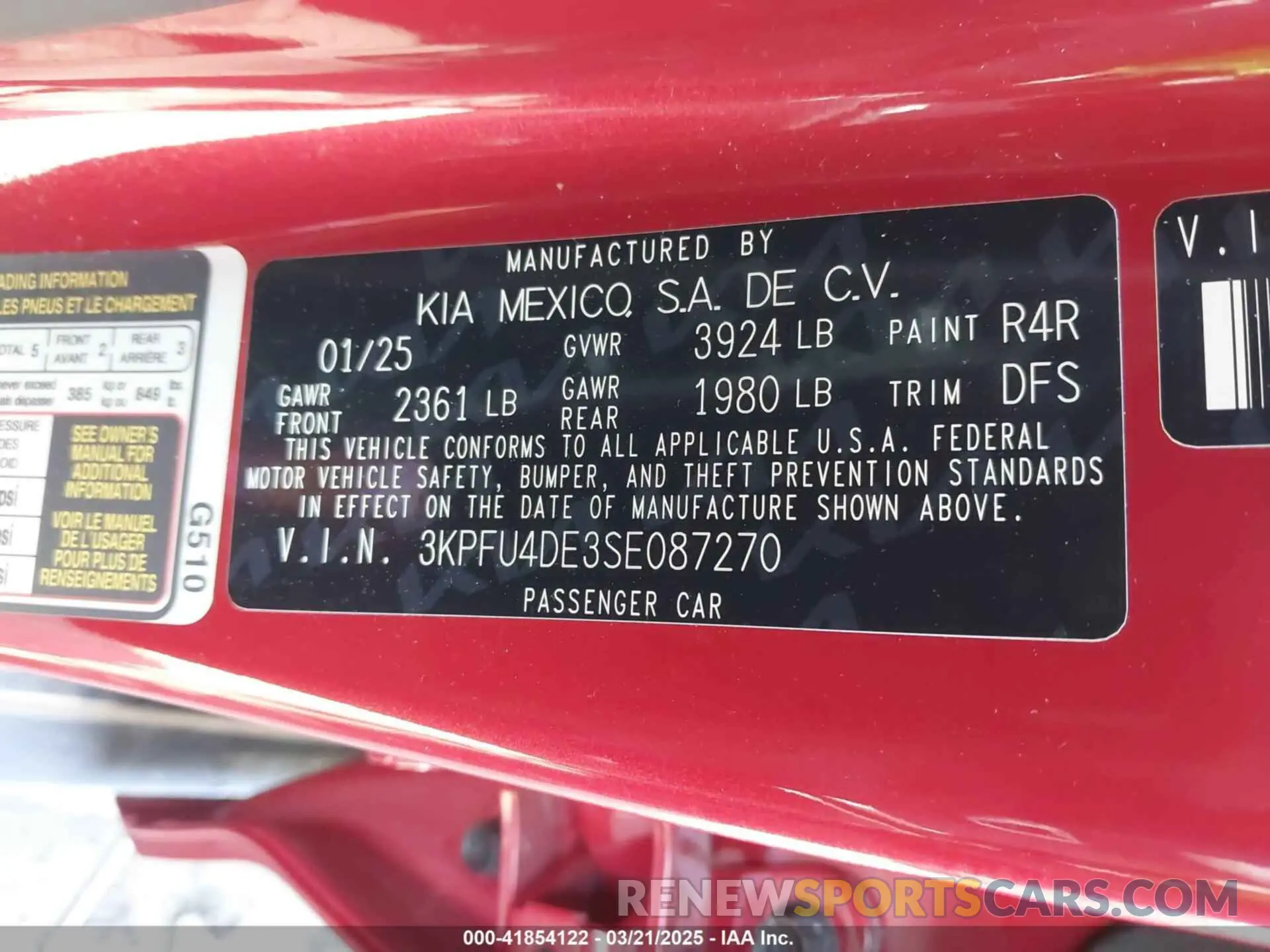 9 fotografías del automóvil dañado 3KPFU4DE3SE087270 KIA K4 2025