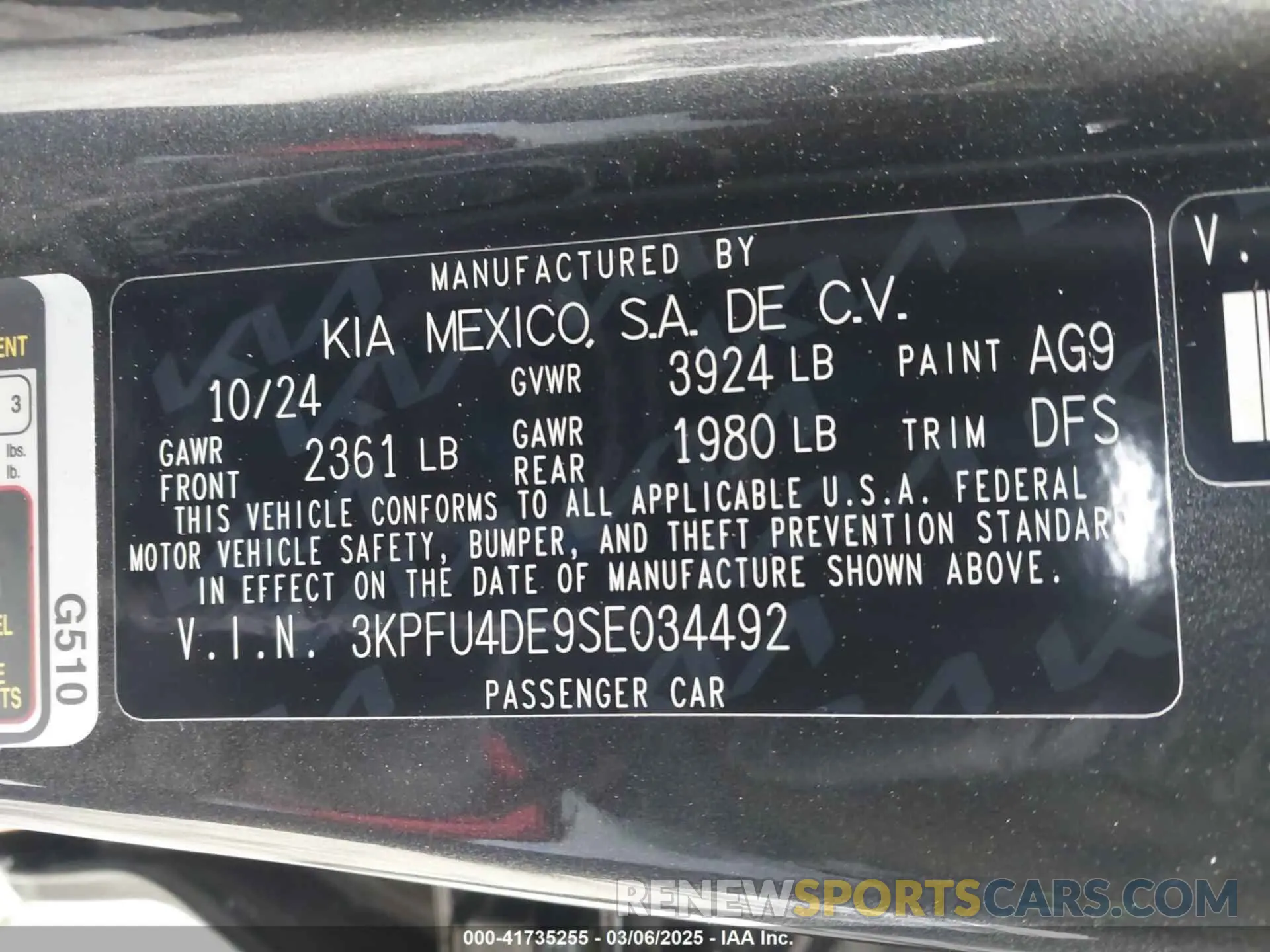 9 fotografías del automóvil dañado 3KPFU4DE9SE034492 KIA K4 2025